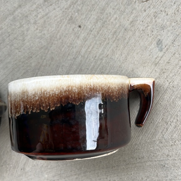 Pfaltzgraff Gourmet MCM set of 2 Cups Mugs Earthenware Brown Drip Glaze Vintage - Picture 3 of 5